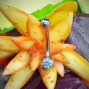 Piercing de ombligo de titanio grado implante y micro bola con circonitas blancas 1,6mm
