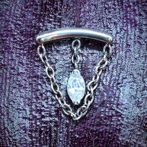 Top de titanio grado implante,con cadenita y circonita blanca de 1,2mm