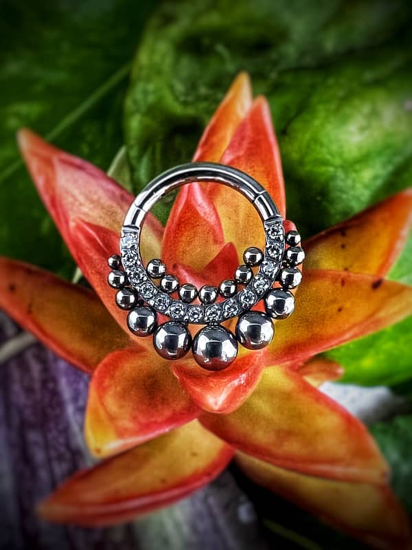 Aro clicker Fantasy con circonitas blanca de 1,2x8mm