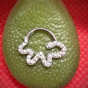 Aro en forma de serpiente con circonitas blancas de titanio grado implante 1,2mm